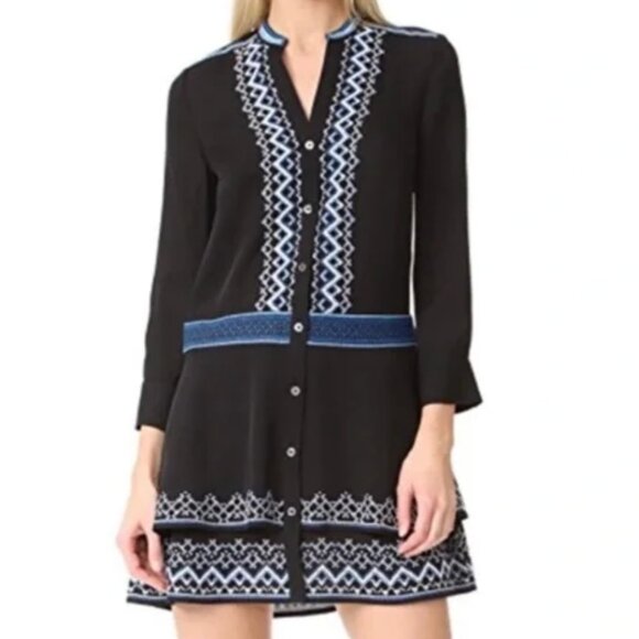 VERONICA BEARD Sloane Tiered Embroidered Dress White  Sz 0 - Picture 3 of 5